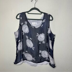 Linea by Louis Dell'Olio Navy and White Blouse Size Large